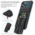 thumbnail image 4 of Heavy Duty Case for iPhone 15 Pro Max Credit Card Slot Holder Kickstand Bracket Cover, Military Grade Dual-Layers Rugged PC Shockproof Anti-Scratches Lens Protection Case, Blue, 4 of 9
