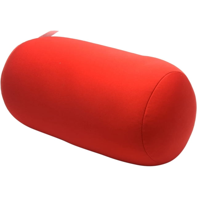 Traversin en Microbilles Squishy, Oreiller Orthopédique Rond Cylindrique de Soutien pour le Cou en Rouleau avec Mousse Mémoire pour Réduire les Maux de Dos - Rouge - 7 Pouces x 12 Pouces