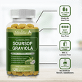 thumbnail image 2 of Mulittea Soursop Graviola Capsules 1000mg Leaf & Fruit Extract | 120 Capsules | High Potency, 2 of 8