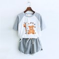 thumbnail image 1 of Ensembles pour Femmes Liquidation Ensemble Deux Pièces Manches Tombantes T-Shirt à Manches Courtes Col Rond Shorts Gris TG, 1 of 4