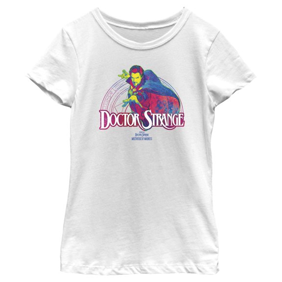 Girl's Marvel Doctor Strange in the Multiverse of Madness Colorful Doctor Strange Graphic Tee White Large