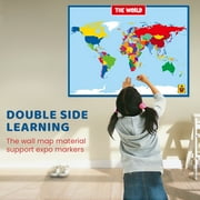 UNCLE WU Laminated World Map Poster for Home, School, Classroom - 18 x 24