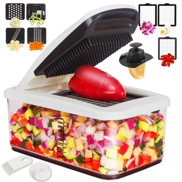 Picadora de verduras RüK extra grande 10 en 1 con 6 cuchillas y espiralizador