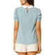 thumbnail image 3 of INSPIRAR CHIC Blusa de Mujer Vintage con Cuello Peter Pan, Manga Corta con Contraste, Talla L Azul, 3 of 7