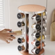 Tooloton Rotating Spice Rack Organizer with 20 Refillable Jars and Labels