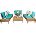 thumbnail image 4 of Gymax 4PCS Rattan Patio Sofa Set Outdoor Furniture Set w/ Turquoise Cushions, 4 of 10