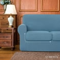 thumbnail image 6 of Subrtex 3-Piece High Spandex Textured Grid Sofa Slipcover, Separate Cushion Cover (Denim Blue, Loveseat), 6 of 8