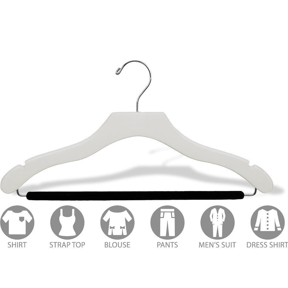 International Innovations White Wavy Suit Hanger with Non-slip Bar (Case of 50)