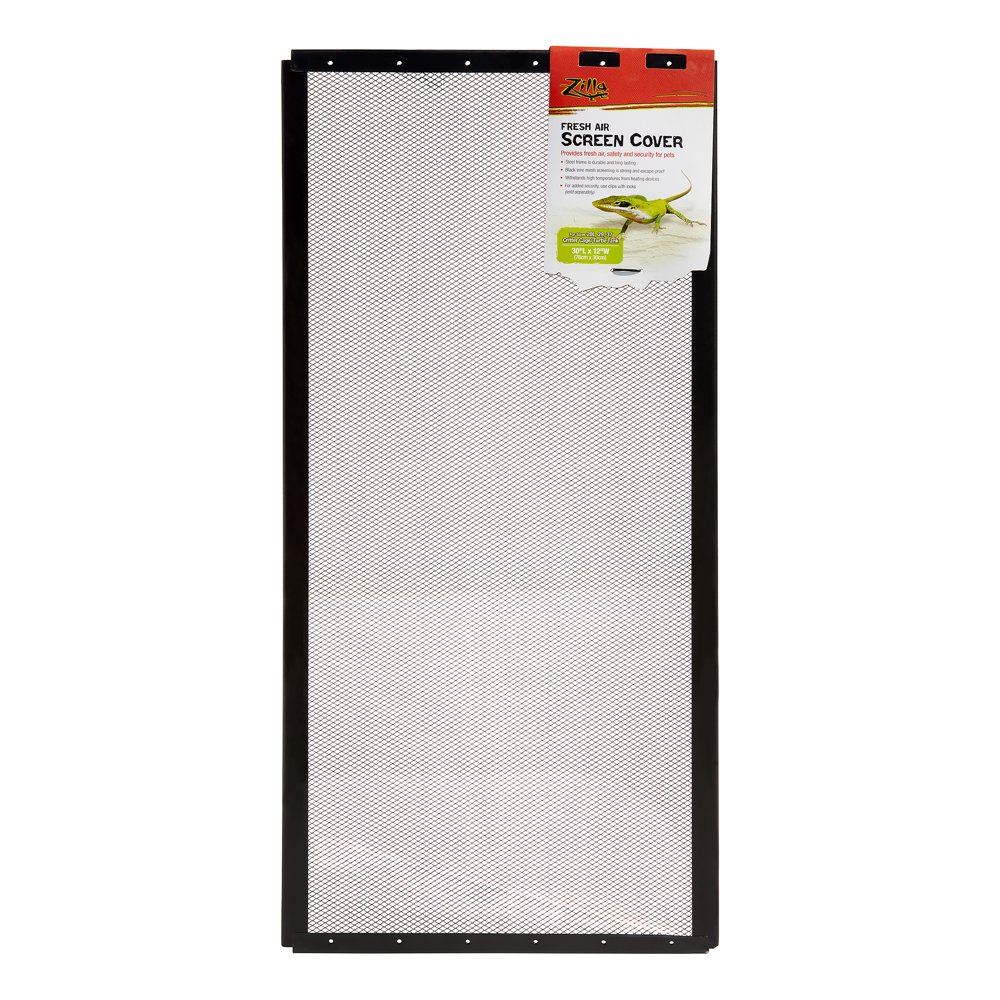 Zilla Fresh Air Terrarium Screen Cover, 30" x 12", Black