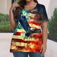 thumbnail image 2 of HADST Women Tops Fourth of July Print T-Shirts Summer Short Sleeve Plus Size Fashion Relaxed Fit Blouses XL-5XL, 2 of 5