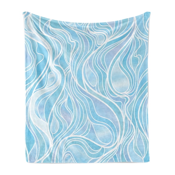 Seafoam Soft Flannel Fleece Throw Blanket, Stained Glass Patterned Ornamental Design Wavy Stripes Abstract Composition, Cozy Plush for Indoor and Outdoor Use, 50" x 70", Blue Pale Muave, by Ambesonne