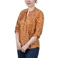 thumbnail image 2 of NY Collection Womens Petites Animal Print Pintuck Blouse, 2 of 4