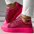 thumbnail image 2 of Dakaela Espadrilles de Mode à Paillettes pour Femmes, Basses, Plateforme, Strass, Chaussures de Marche et de Course, Rose, 9, 2 of 7