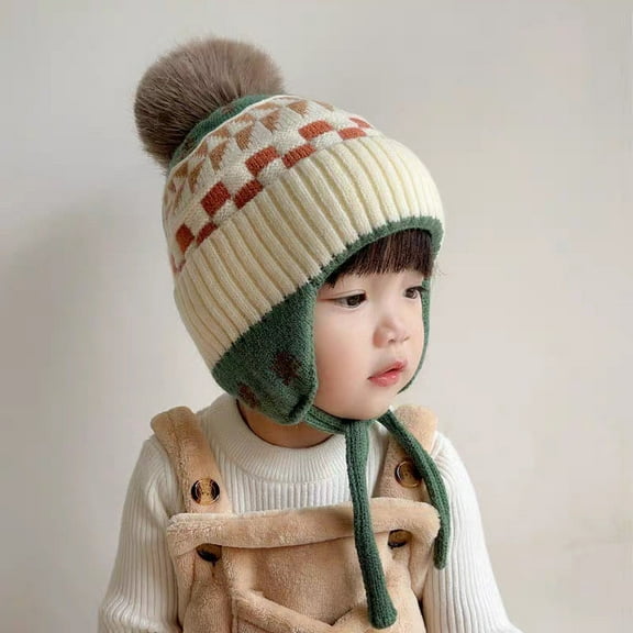 Toddler Boys Girls Beanie Hat Fleece Lined Knit Kids Hat with Ear Flaps Warm Winter Hat Acrylic Watch Hat (1-6 Years)