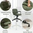 thumbnail image 4 of HEAH-YO Modern Armless Desk Chairs Set of 1, Swivel Computer Task Chair with Wheels and Armrests, PU Leather Adjustable Office Chair with Backrest for Home Base, Green, 4 of 15