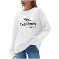 thumbnail image 2 of Eltusu Women Sweaters, Thermal Long Sleeve Long Sleeve Crew Neck Winter Tops White Size L, 2 of 6