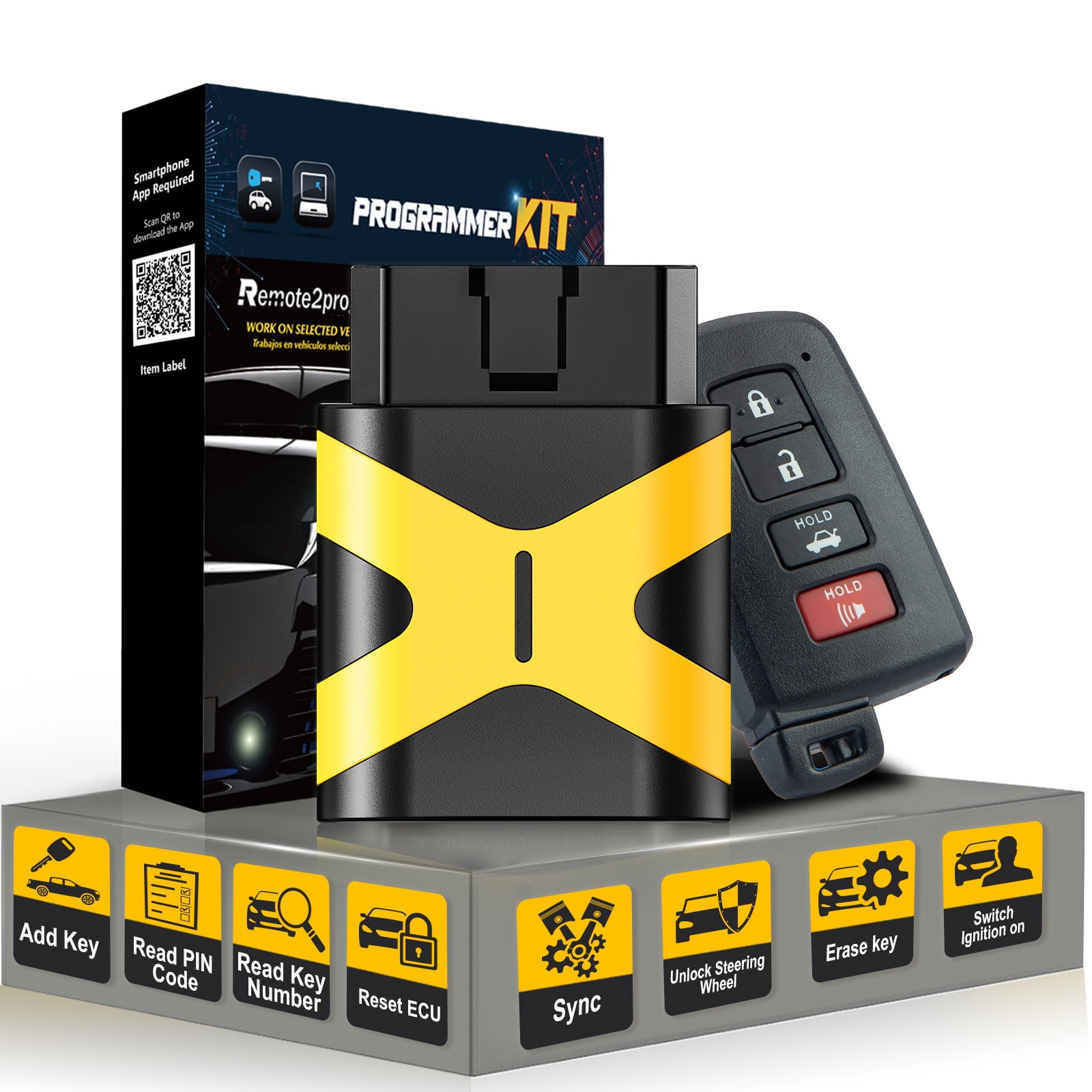 Programmable Key Fob Replacement For Toyota 2010-2015 - DIY Remote Programming Kit