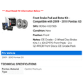 thumbnail image 2 of Front Brake Pad and Rotor Kit - Compatible with 2009 - 2010 Pontiac G3, 2 of 2