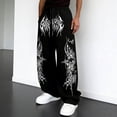 thumbnail image 2 of XIAOCHA Mens Gothic Wide Leg Sweatpants Drawstring Waist Side Pockets Streetwear Trousers, 2 of 4