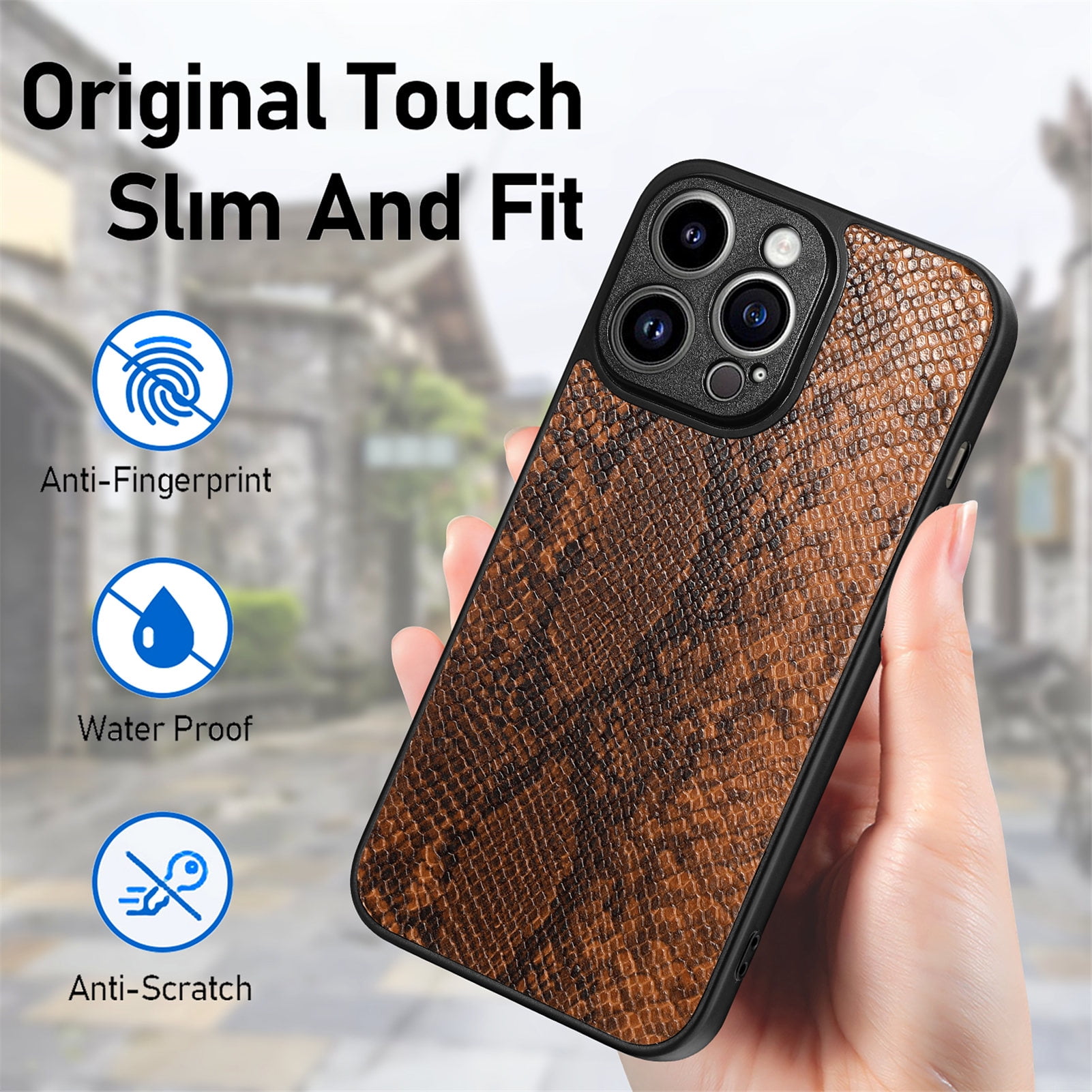 BANAILOA Compatible with iPhone 14 Plus Cute Case with Stand,Luxury Snake  Skin Folding Bracket Protective Women Case Durable Leather Girly Cover