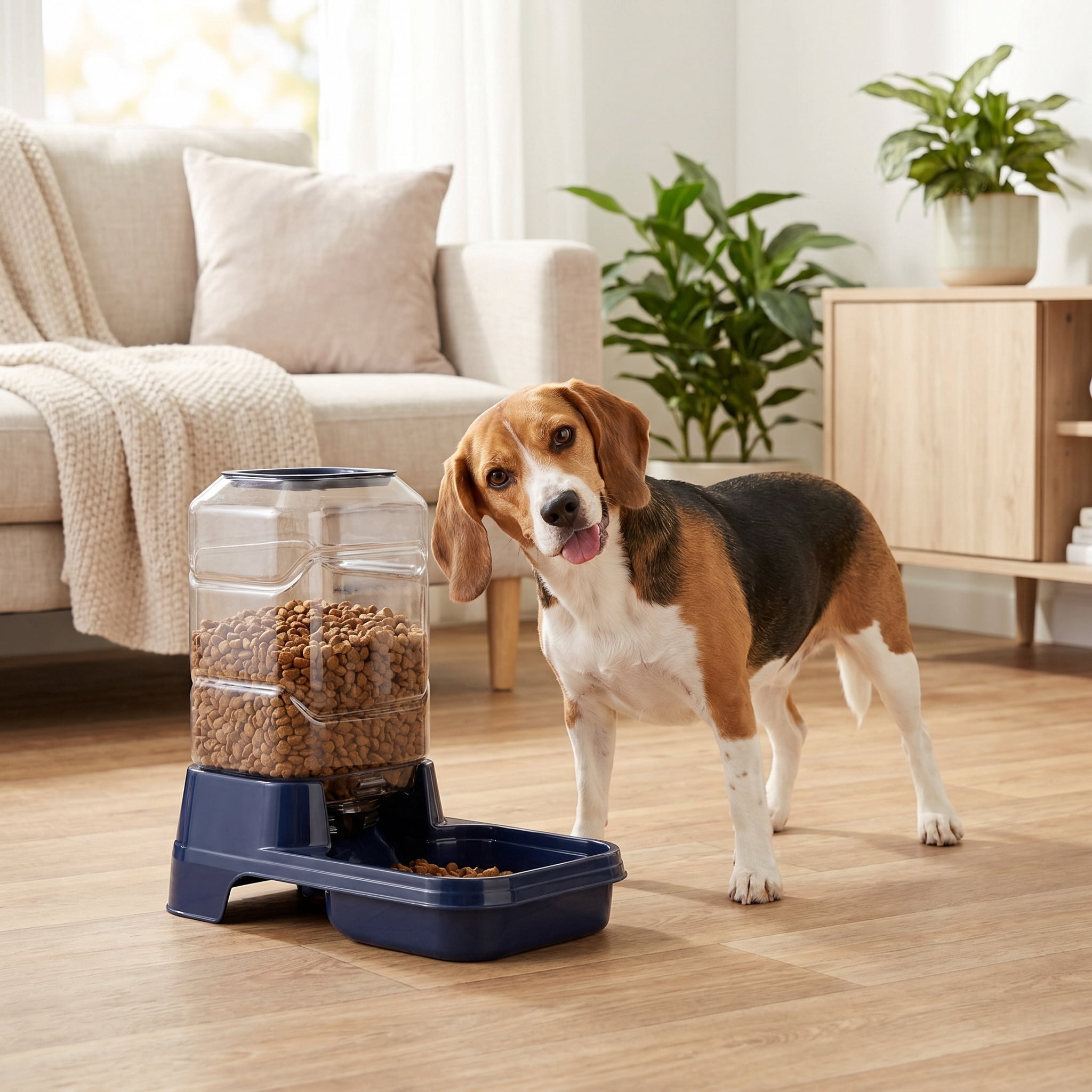 (3 pack) Vibrant Life Gravity Feeder for Medium Pets, 5 lb, Navy