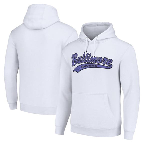 Unisex Starter White Baltimore Ravens Tailsweep Pullover Hoodie