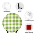 thumbnail image 4 of Yiaed White Green Plaid Print Bone China Decorative Plate Ceramic Dinner Plates Art Crafts with Display Stand-6in, 4 of 6