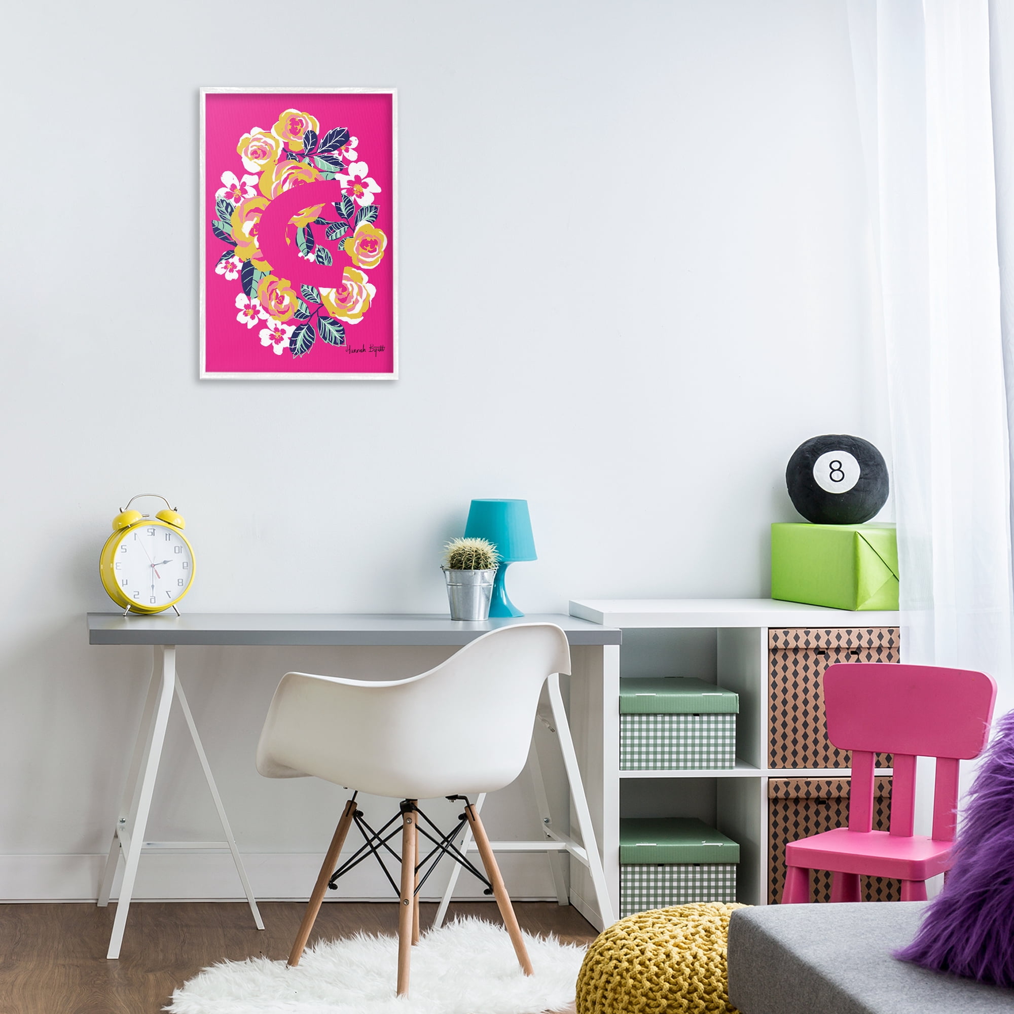 Stupell Industries Floral Bloom Letter C Botanical & Floral Painting White Framed Art Print Wall Art, 16 x 24