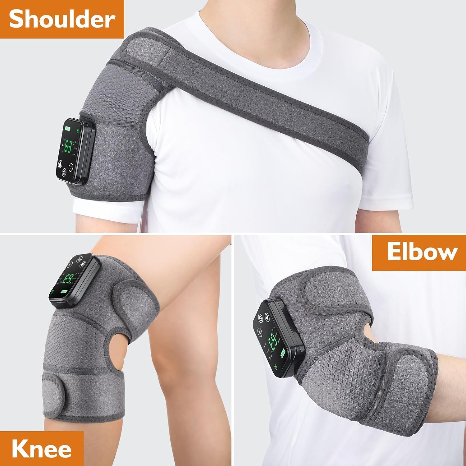 Heated Knee Massager for Pain Relief, Portable Knee Brace with Heat to Keep Knee Warms, Knee Heating Pad for Shoulder Elbow Knee 3 in 1 with Vibration