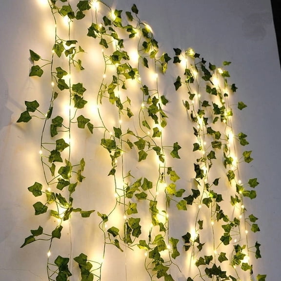 Holloyiver Solar Vine String Lights, 16.4Ft 20LED Solar String Lights, Artificial Ivy Leaf Solar Plant Vine Lights, Outdoor Ivy Fairy Lights for Outside Wedding Garden Fence Wall Hanging Decor