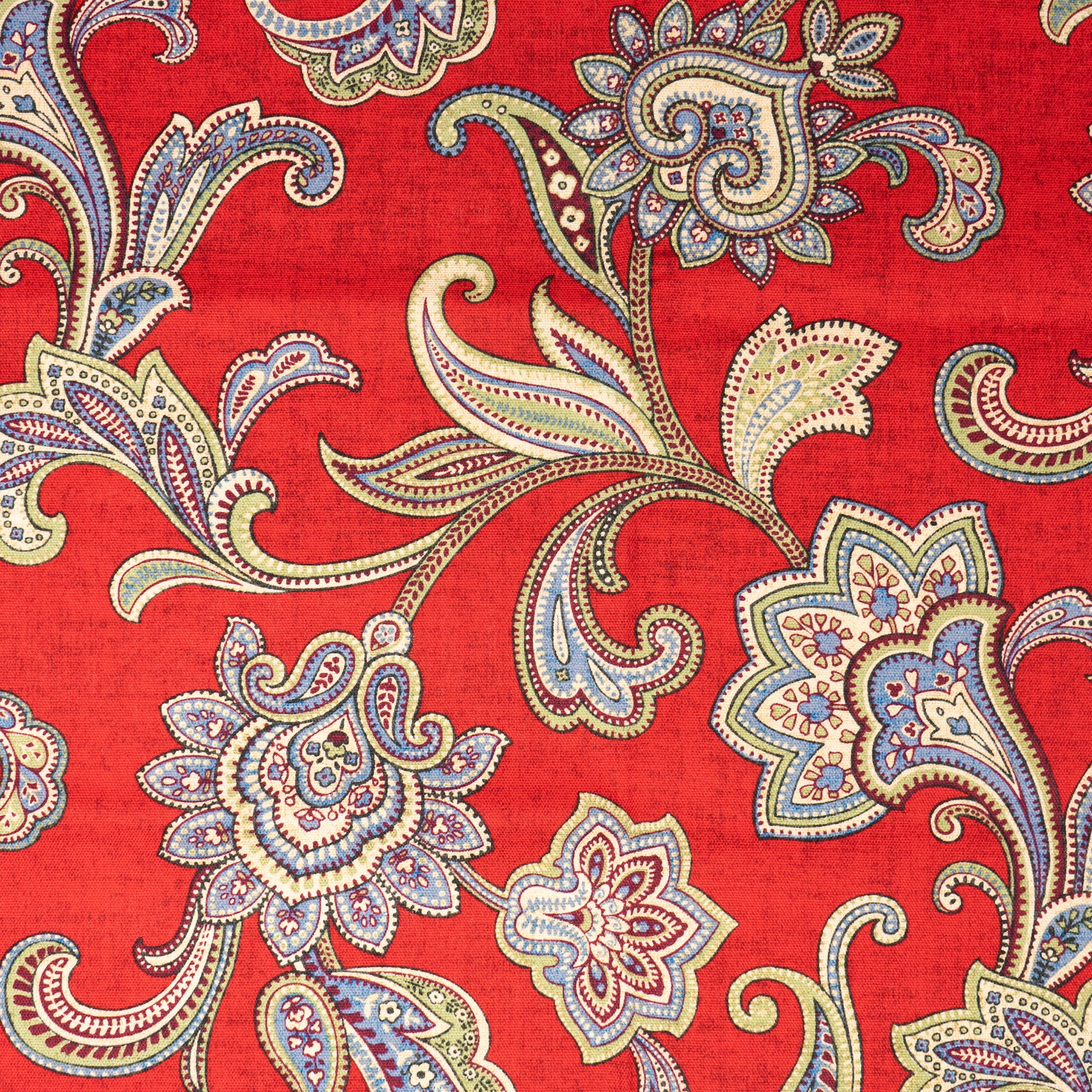 Waverly Inspirations 2 Yard Cut 100% Cotton Duck Print Fabric Paisley Red, 45" Wide for Quilting & Sewing
