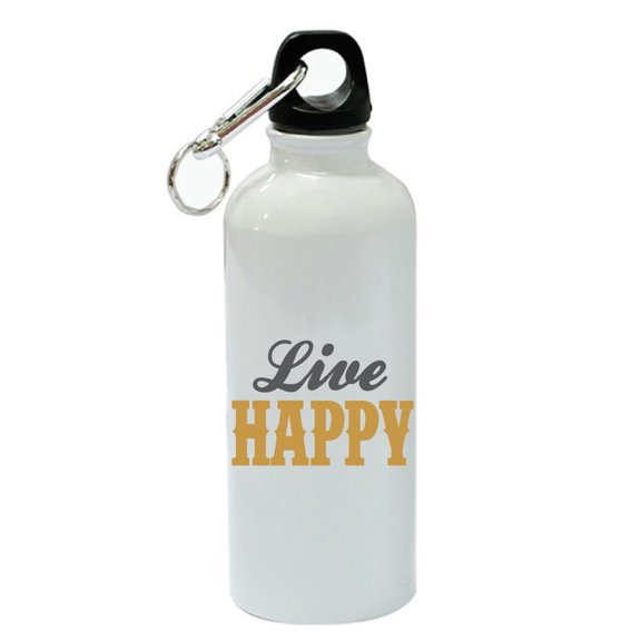 Live Happy White Aluminum Sports 20 oz Water Bottle