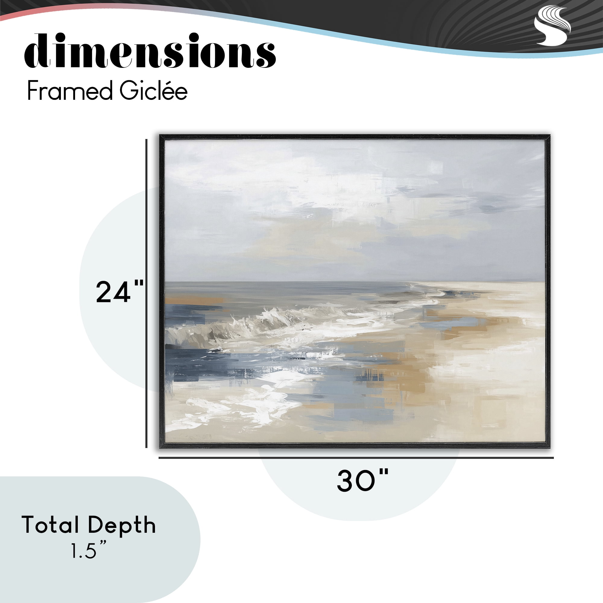 Stupell Industries Tranquil Beach in Neutrals Black Framed Giclee Art, design by Kim Curinga
