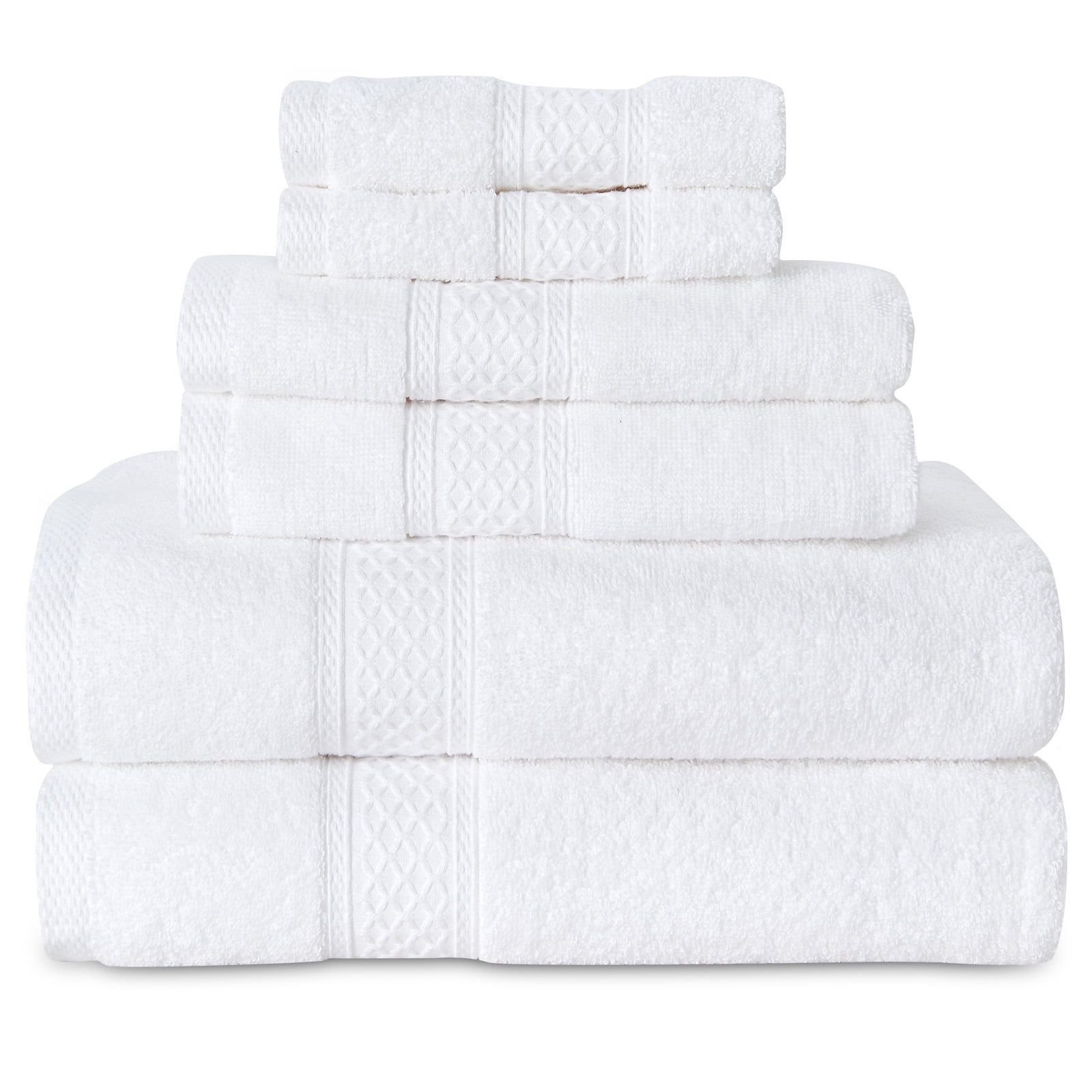 Gogreen White Bath Towel Sets of 6 Pieces, 2 Bath Towels 2 Hand Towels ...