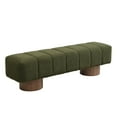 thumbnail image 3 of Christopher Knight Home 64.5" Ottoman Bench with Boucle Upholstery and Wood Legs, Green Fabric, 3 of 8