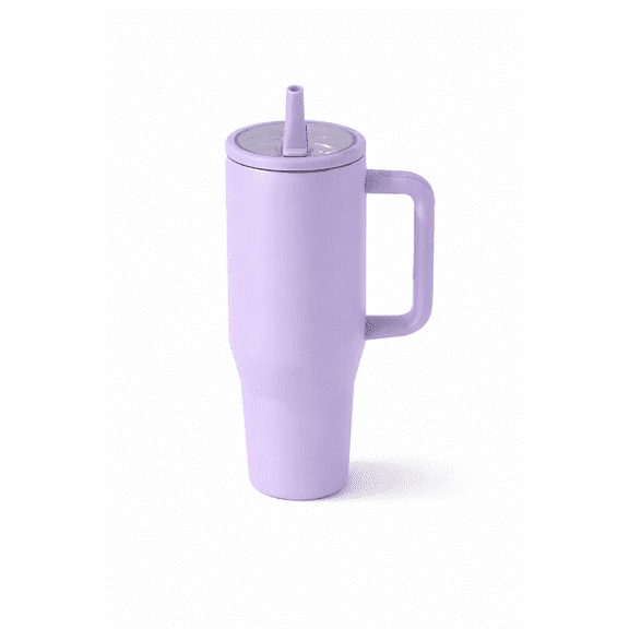 Thirstee Voyager 40oz Insulated Stainless Steel Tumbler with Handle & Lid, Leak Resistant Travel Cup, Lavender