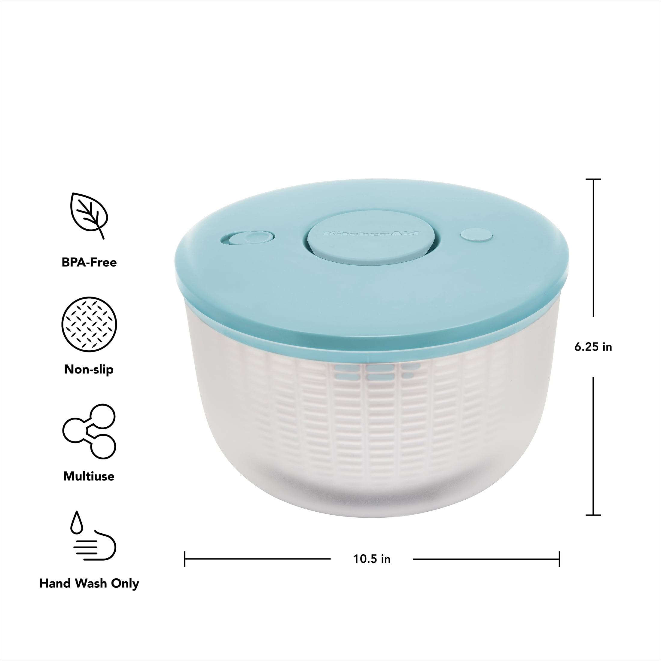 KitchenAid 7.38 qt Pump Salad Spinner and Fruit Washer with Serving Bowl, Mineral Water