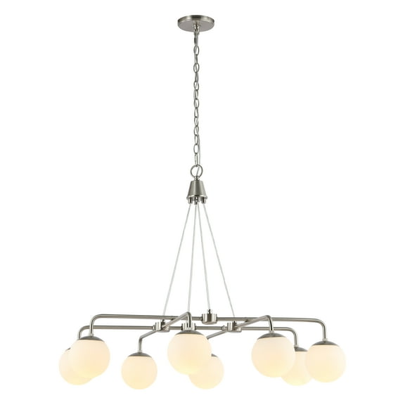 SAFAVIEH Denneau 8-Light Modern Brushed Nickle Metal Chandelier