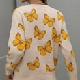 thumbnail image 4 of Herrnalise Women's Knitted Crop Tops Fashion Long Sleeves Round Neck Butterfly Print Loose Tops Blouse Knitted Sweater Pullover Jumper Sweaters, 4 of 6