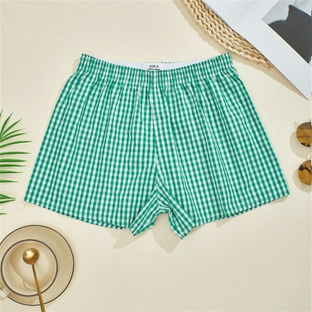 Valueadd Womens Boxer Shorts Casual Summer Cotton Pajama Lounge Sleep Pj Gingham Plaid Shorts Y13K Beach Bottoms
