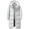 thumbnail image 7 of VSSSJ Men's Winter Long Puffer Jacket Stand Collar Hooded Zip Up Long Coat Warm Thermal Thick Quilted Padded Jackets with Hood White S, 7 of 7