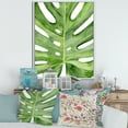 thumbnail image 2 of Designart 'Close Up Green Monstera Leaf Tropical Palm' Tropical Framed Canvas Wall Art Print, 2 of 5