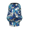 thumbnail image 2 of Haiem Blue and White Butterflies Baby Nursing Cover & Nursing Poncho - Multi Use Cover for Baby Car Seat Canopy, Stroller Cover, 360°Full Privacy Breastfeeding Coverage, 2 of 9