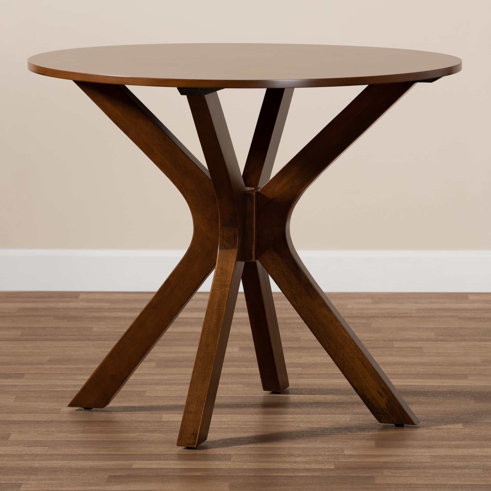 Baxton Studio Kenji Walnut Brown Finished 34-Inch-Wide Round Wood Dining Table
