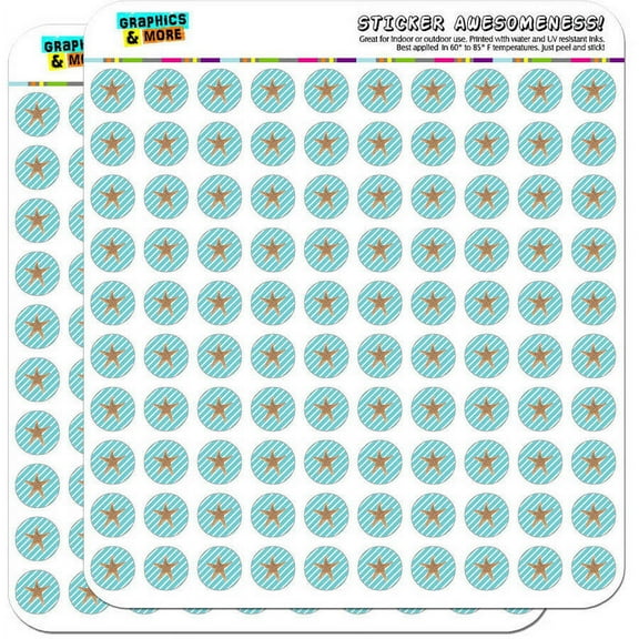 Starfish Fun Tropical Beach Birthday Wedding 200 1/2" (0.5") Planner Calendar Scrapbooking Crafting Stickers