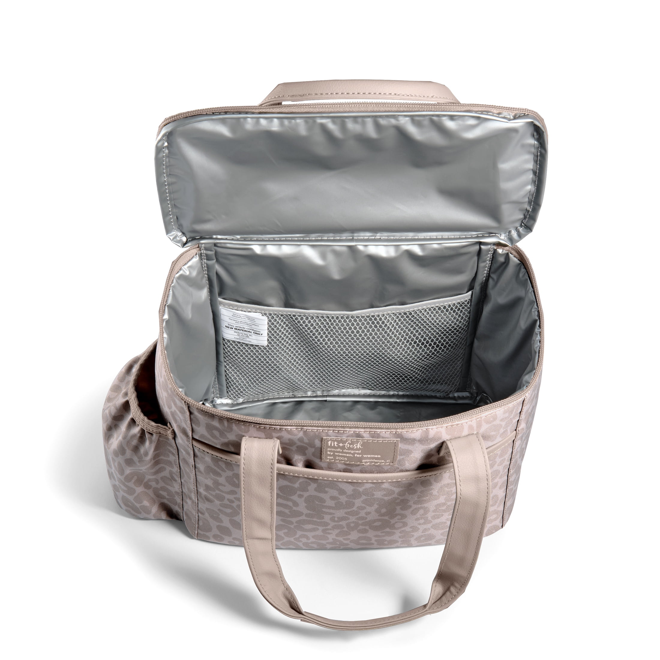 Fit & Fresh Mapleton Women's Lunch Bag, Large Insulated Tote Bag for Work, Feline Fine Mocha