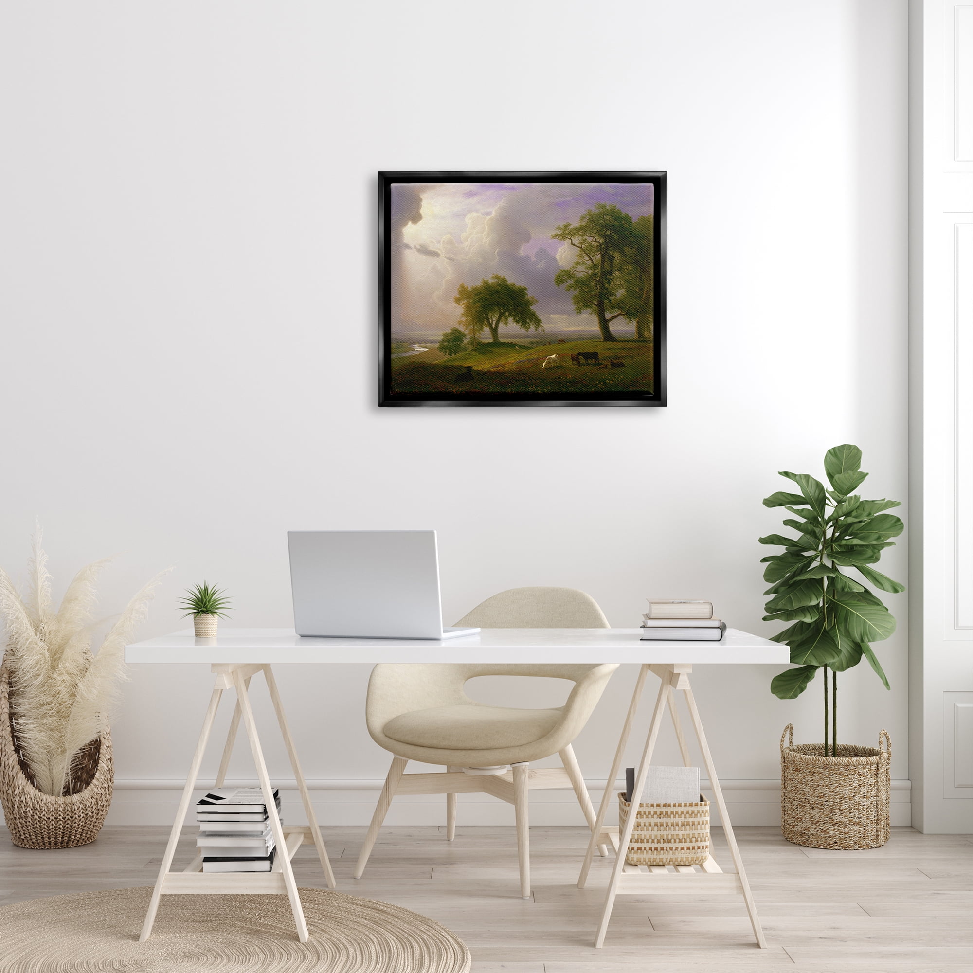 Stupell Industries California Spring Classic Albert Bierstadt Landscape Painting Painting Jet Black Floating Framed Canvas Print Wall Art, Design by one1000paintings