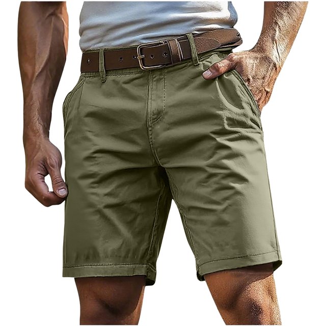 Shorts for Men Sports Fitness Outdoor Zipper Pockets Button Solid
