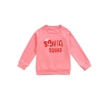 

Canrulo Christmas Infant Baby Girls Autumn Sweatshirt Tops Outfits Santa Print Long Sleeve Pullover T-shirt Pink 6-12 Months