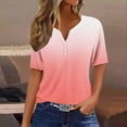 thumbnail image 2 of Women's Casual Gradient Short-Sleeved V-Neck Blouse Top for Summer, Soft Lightweight Shirt, Fashionable Loose Fit Tunic for Everyday Wear, Perfect for Beach, Travel, and Outdoor Activities, 2 of 5